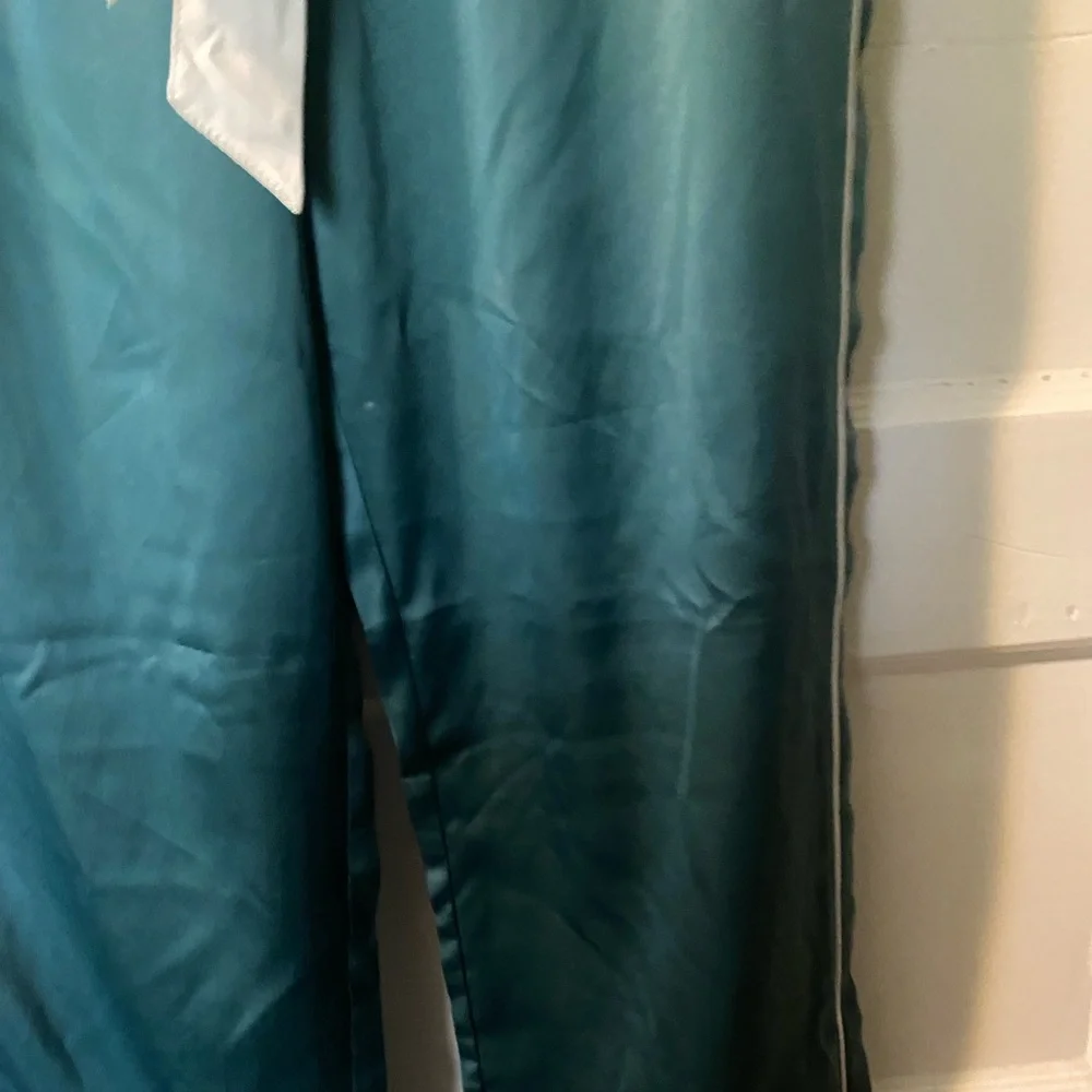 NWT! Abercrombie & Fitch Pajama Pant Satin Bottoms Green Medium - Picture 12 of 16